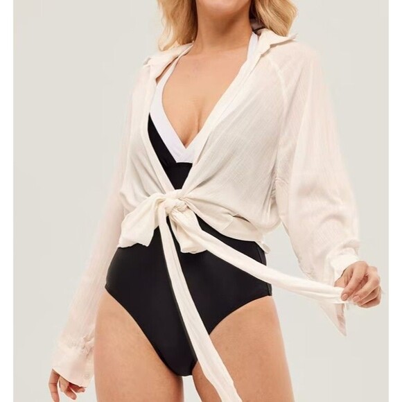 *NWT* Cupshe One-Piece Tummy Control Contouring Halter Bathing Suit- Size L - Picture 8 of 14